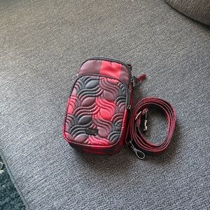 Lug Quilted Red and Black Crossbody Bag